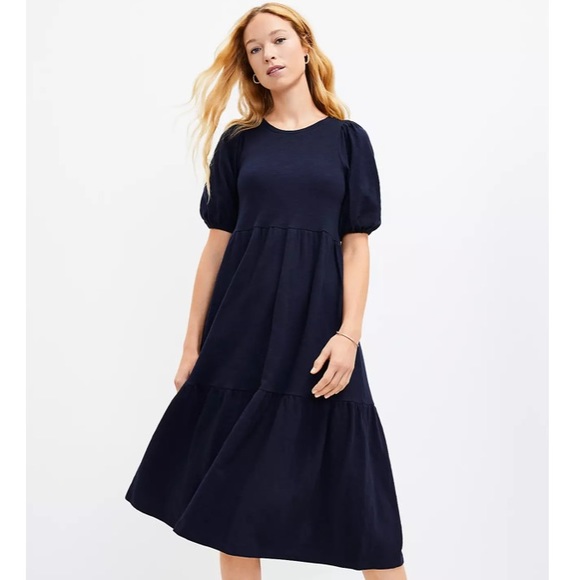 LOFT Dresses & Skirts - LOFT | Puff sleeve midi dress